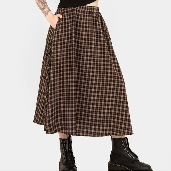 Disturbia Dresses & Skirts - Disturbia Terra Cotton Check Midi Skirt New